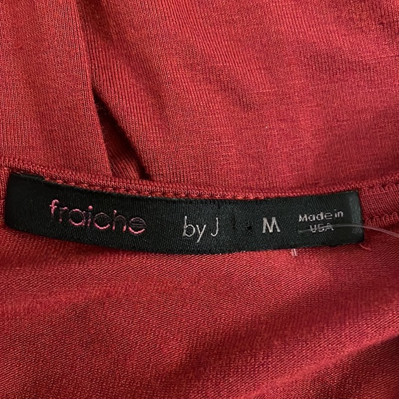 Fraiche by J Red V-Neck Long Sleeve Faux Wrap Stretch Knit Dress - Picture 6 of 11